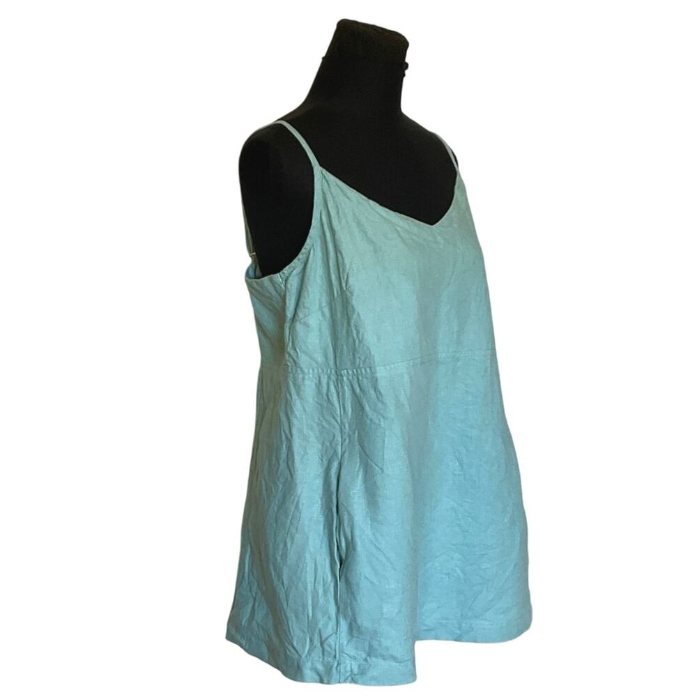 Eileen Fisher Womens Medium 100% Linen Cami Tank Top Aqua Blue Adjustable Straps - Picture 3 of 9